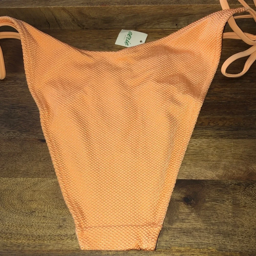 aerie Peach Textured Bikini Bottoms